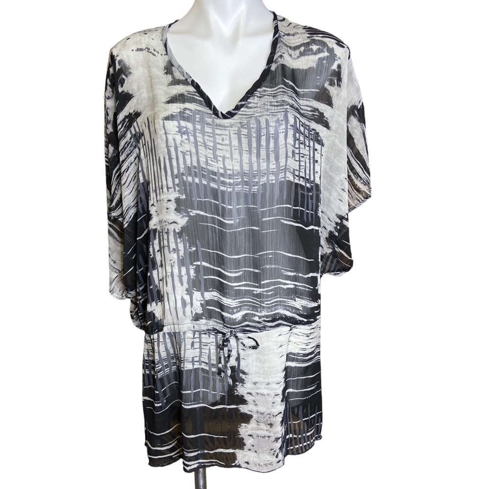 ELAN BEACH Swim Coverup Black and White Abstract Pattern Medium